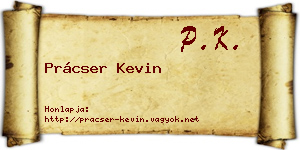 Prácser Kevin névjegykártya